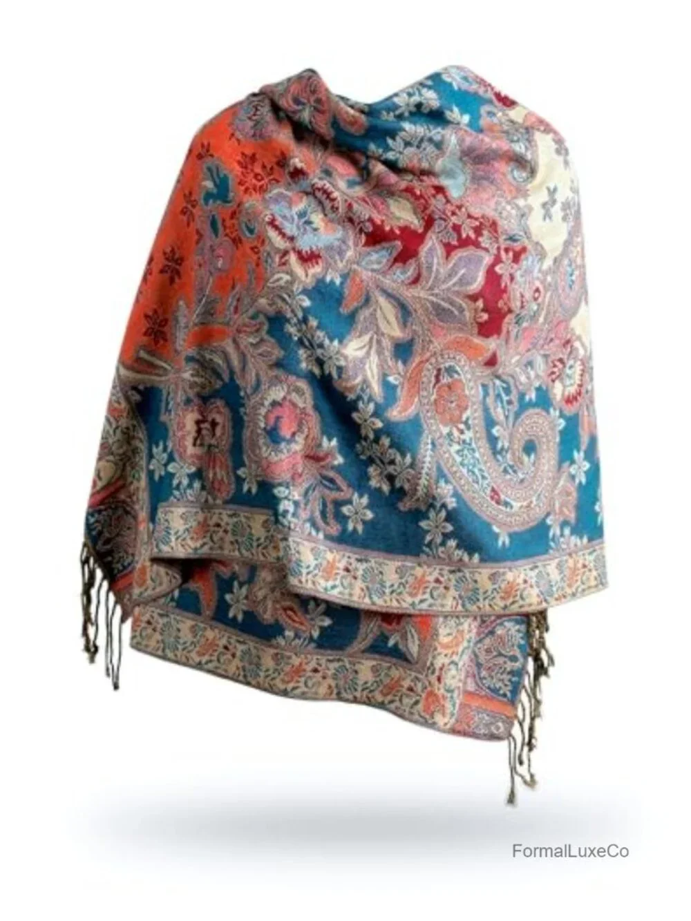 Reversible Paisley Pashmina Rave Scarf - Exotic Shawl Wrap for Evening Festivals